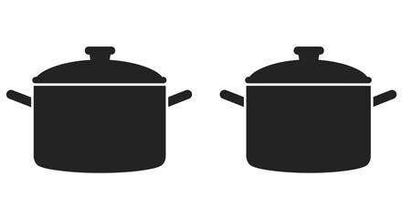 Simple black and white illustration of two cooking pots side by side