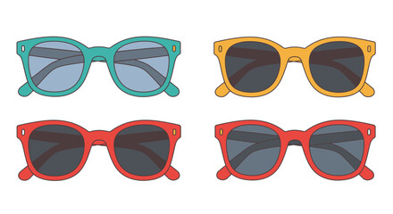 Colorful sunglasses collection displayed in a vibrant and playful arrangement