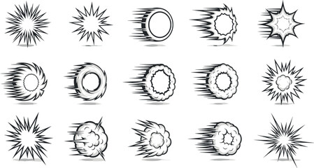 Fototapeta premium Explosions and Bursts A Collection of Dynamic Comic Book Style Effects