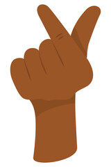 Black person's brown fingers form heart. Isolated vector template with copy space. Editable minimalist mockup for advertising products, emotions, cosmetics, food, and holidays.