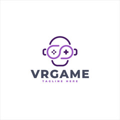 Virtual Reality Gaming Modern Face Logo Template