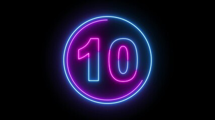 Glowing neon colorful 15 seconds countdown animation with circular progress bar in pink and blue on black background. Timer for events, gaming, streaming, broadcast, and technology intro 4K video - Powered by Adobe