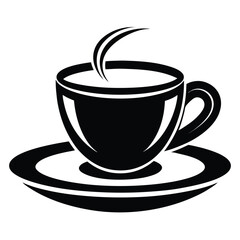 Steaming black coffee sits elegantly in a sleek cup on a simple saucer