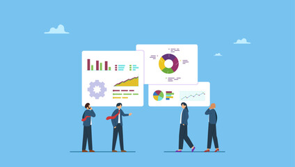 Business people marketing team analyze graph and chart. Data analytics, statistic to analyze, business graph dashboard, marketing research, diagram for optimization, big data and information.