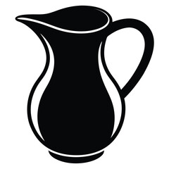 Monochrome pitcher shows an elegant curving form, exhibiting simple beauty through contrast and proportion