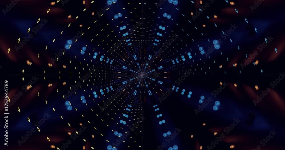 Wall mural a captivating tunnel animation creates a vibrant visual landscape with pulsating lights and colors. 
