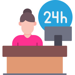 24 Hours Front Desk Service Icon