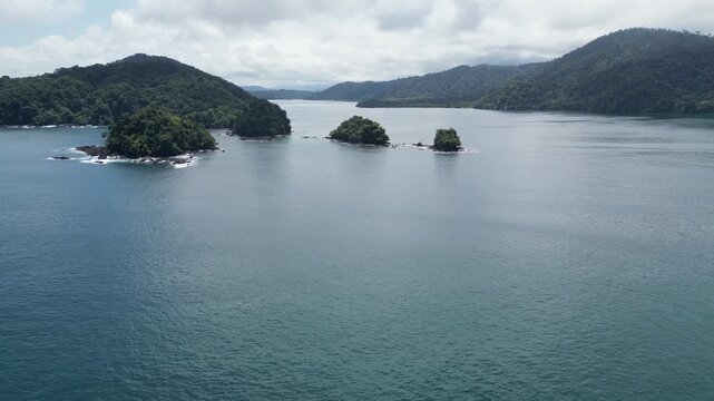 Aerial view of the extensive Ensenada de Utr&iacute;a bay near Nuqu&iacute; in the lush Choc&oacute; Department located on the remote Pacific Coast of Colombia
