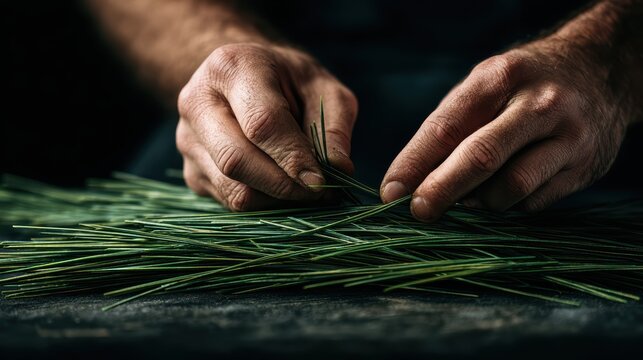 Hands Crafting Pine Needles | Nature Art, Herbalist - Powered by Adobe