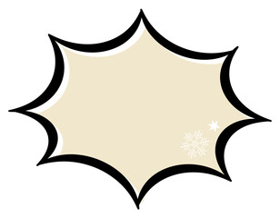 冬　雪の結晶デザインのアメコミ風吹き出し　色ずれ　トゲトゲ　ベージュ