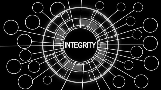 Integrity concept illustrated in a futuristic digital interface design