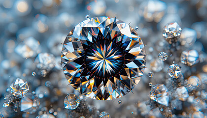 Brilliant Diamond Macro Shot with Sparkling Reflections
