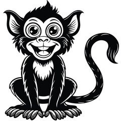 Obraz premium A tribal black monkey head vector illustration design or tattoo symbol of a wild cat animal