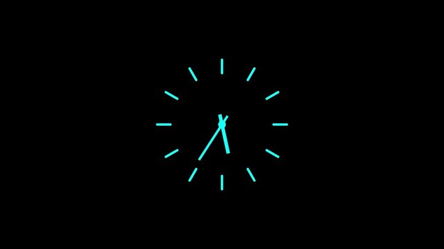 Minimalist clock face with hands on a black background.