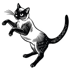 Black cat vector illustration, a cute feline silhouette design