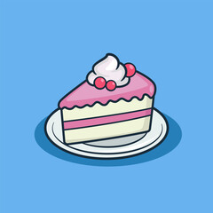 cute pink slice of cake vector illustration