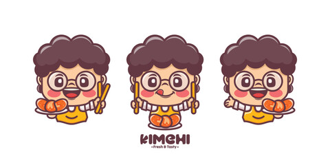 cartoon mascot vector illustration with kimchi