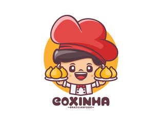 cute chef cartoon with coxinha