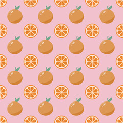 Cute orange fruit seamless pattern with pink background for fabric or wrapping design