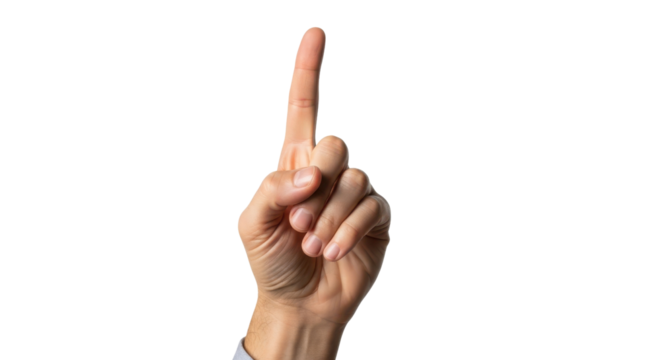 Human hand showing one finger isolated PNG with Transparent Background