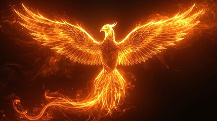 fiery phoenix rising from ashes