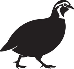 Bobwhite Quail Bird Black Silhouette Vector, Wildlife Illustration & Nature Design