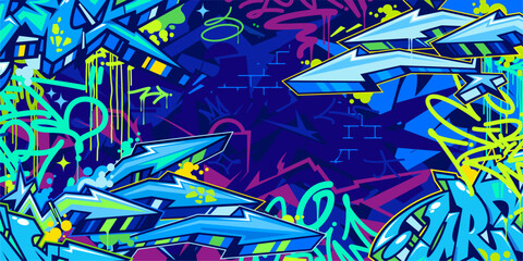 Cool Abstract Urban Style Hip-hop Graffiti Street Art Vector Illustration Background Template © Anton Kustsinski