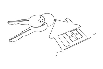 Simple continuous line drawing of Buy real estate for living. Property minimalist concept, Industrial concept.