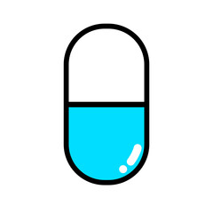 カプセルの薬アイコンイラスト（青）