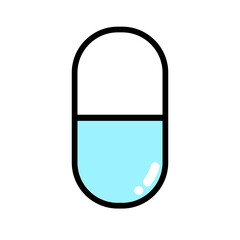 カプセルの薬アイコンイラスト（水色）
