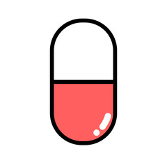 カプセルの薬アイコンイラスト（赤）