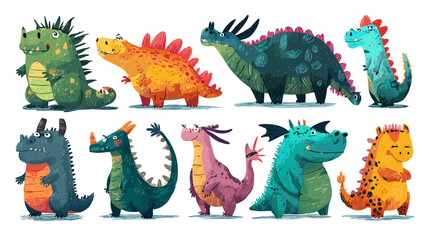 Colorful cartoon dinosaur collection