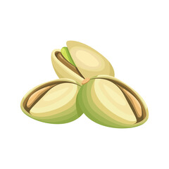 Illustration of Pistachios with Open Shells and Green Seeds Isolated on White Background for Natural Food and Nutrition Concept