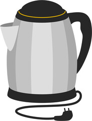 Modern Electric Kettle with Power Cord Illustration