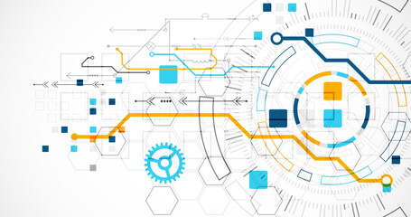 Abstract background. Scientific and technological concept with the use of technical elements formed in the shape of a circle. Vector