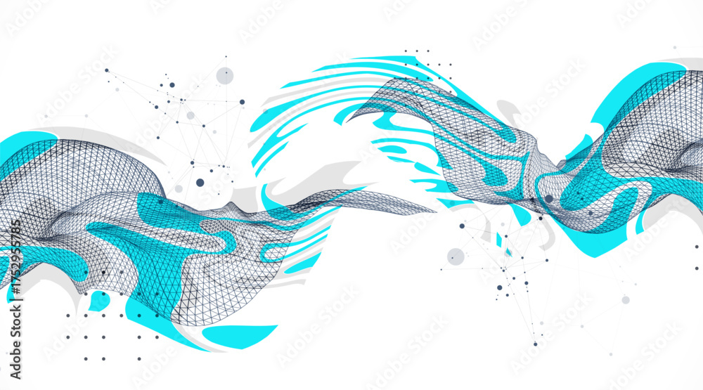 Wall mural the abstract wave is made in a frame style. template for science and technology presentation. vector
