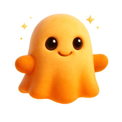 Cute Orange 3D Cartoon Ghost