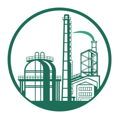 Obraz premium Minimal Flat Oil Refinery Circular Icon with Gradient Green for Energy Branding – Vector Illustration 