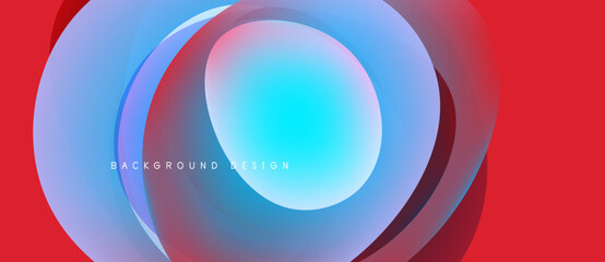 Abstract concentric circles, vibrant colors blend. Blue center radiates outward, layered with red, purple hues. Modern design element.