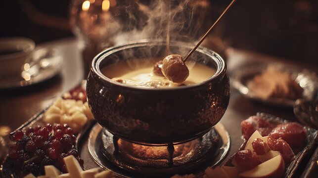 Warm cheese fondue experience with friends and family, perfect for intimate gatherings and special occasions