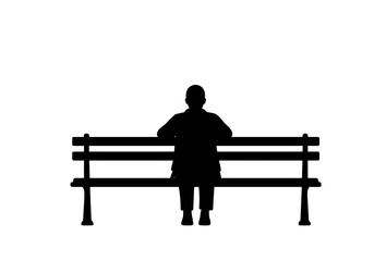 Silhouette of a person sitting on a bench, facing away from the viewer.