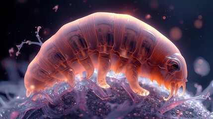 colorful glowing tardigrade microscopic creature