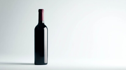 Elegant dark wine bottle with red cap on minimalistic background showcasing modern design