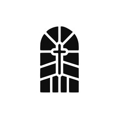 window Church icon, Christian church cross icon. Religious or vintage symbol.