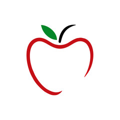 Apple Fruit Swoosh Logo. Apple icon vector isolated illustration. Apple fruit with leaf flat vector icon for food apps and websites