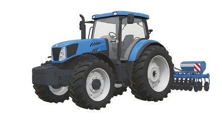 Blue Tractor with Seeder Attachment