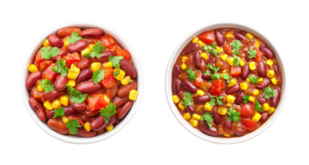 Hearty Kidney Bean Chili with Corn and Cilantro, a Savory Comfort Food Delight, PNG set with transparent background