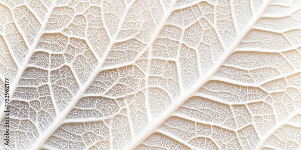 Poster intricate white leaf with delicate veins and elegant diaphanous texture in a soft background setting