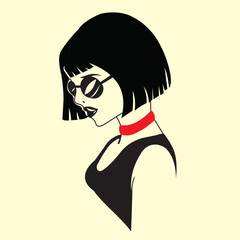 Vector design of a costume image of a girl enjoying a cigarette and the atmosphere around her, very suitable to be used as a brand logo or poster.