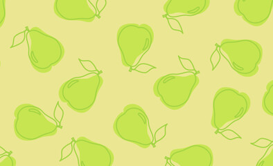 Pear seamless pattern. Simple hand drawn pear seamless background. It can be used for print, packaging design, wallpaper, home decoration, Art, fashion, etc.